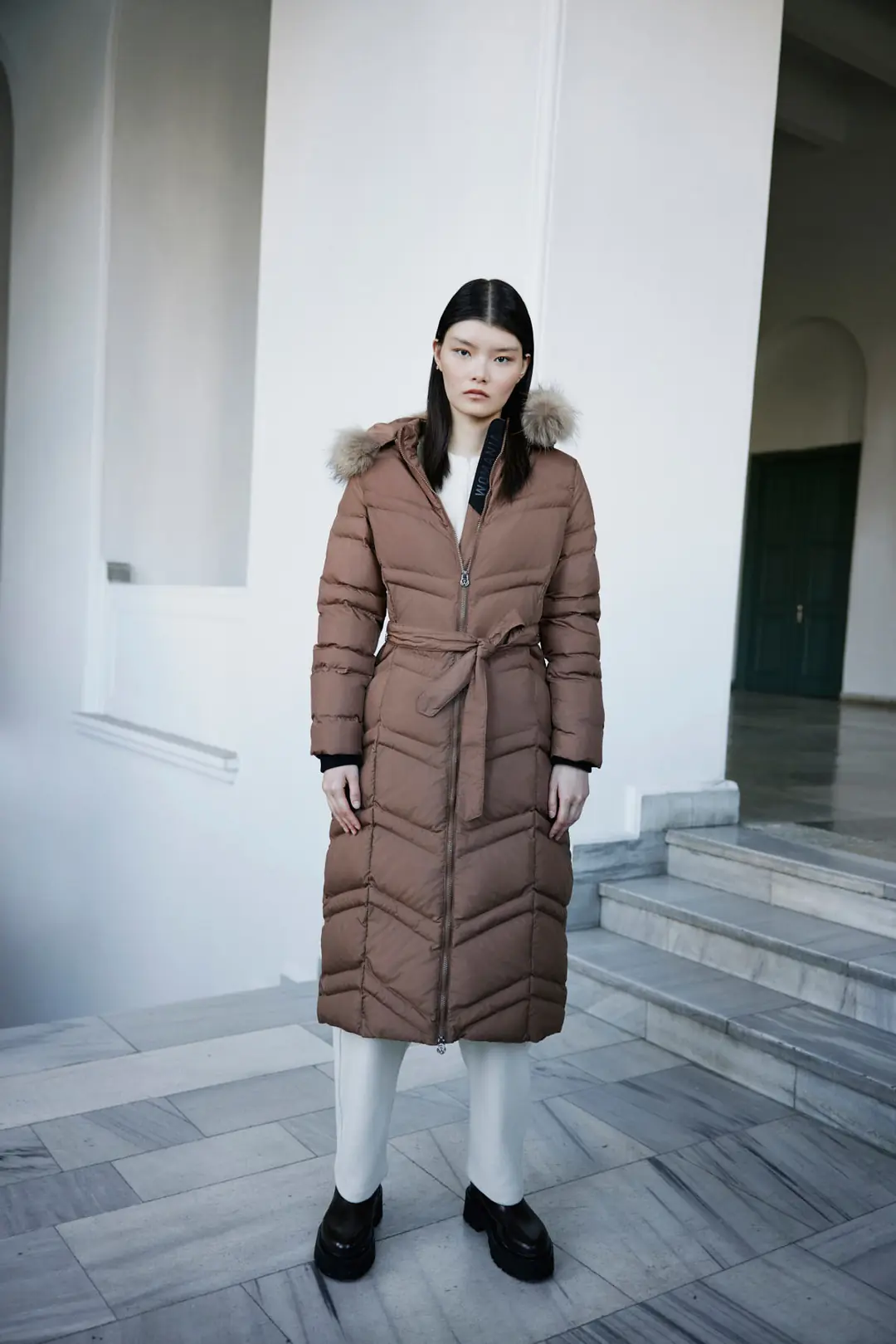 Womania-Mont-Roma Naturel Kürklü Puffer Mont - Karamel